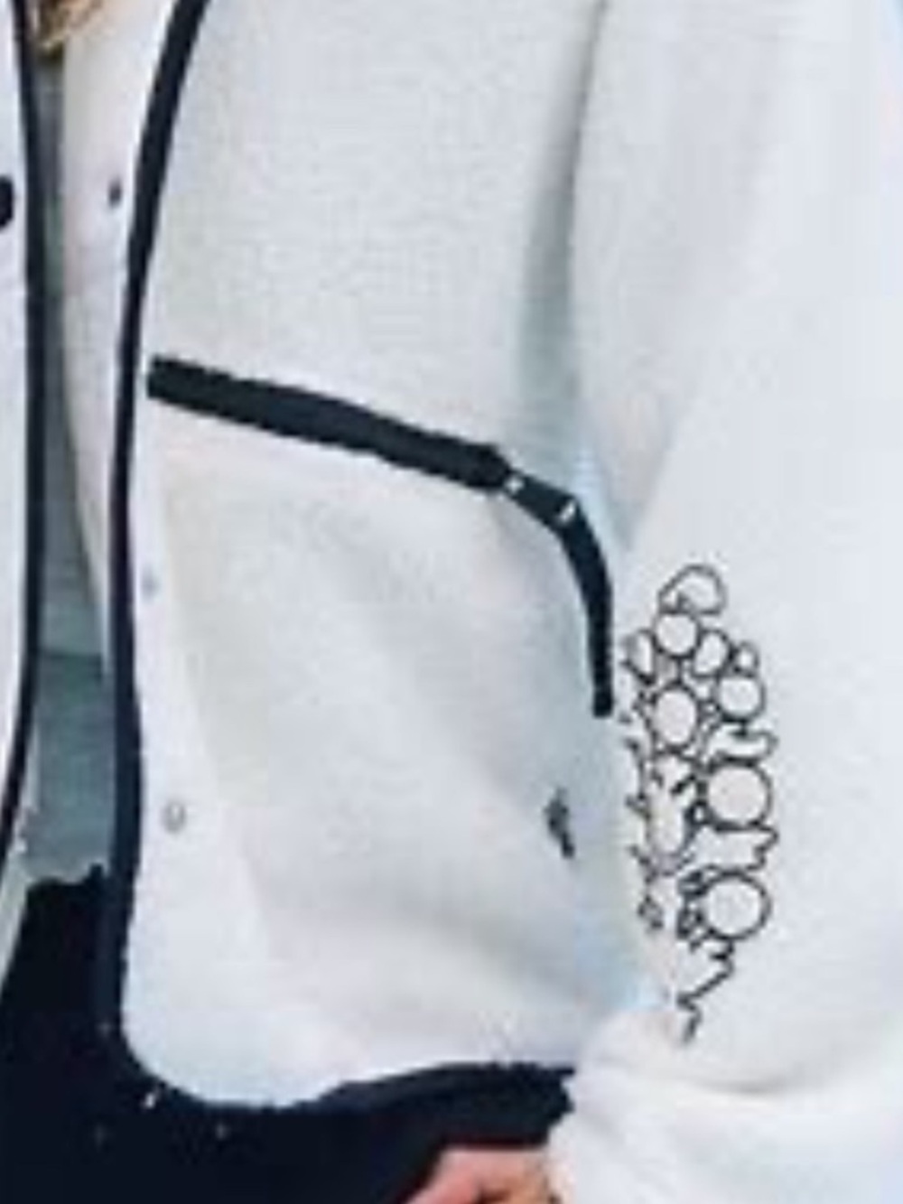 FP Movement by Free People Cream Sherpa Zip Jacket with Embroidered Accents - Picture 7 of 16